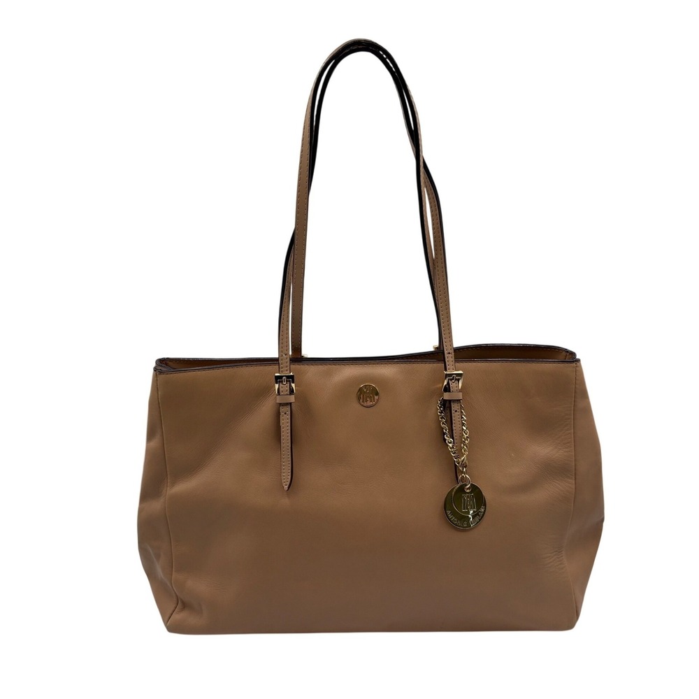 Antonio Melani Tote Bag Womens Large Tan Good Leather Gold Hardware Charm